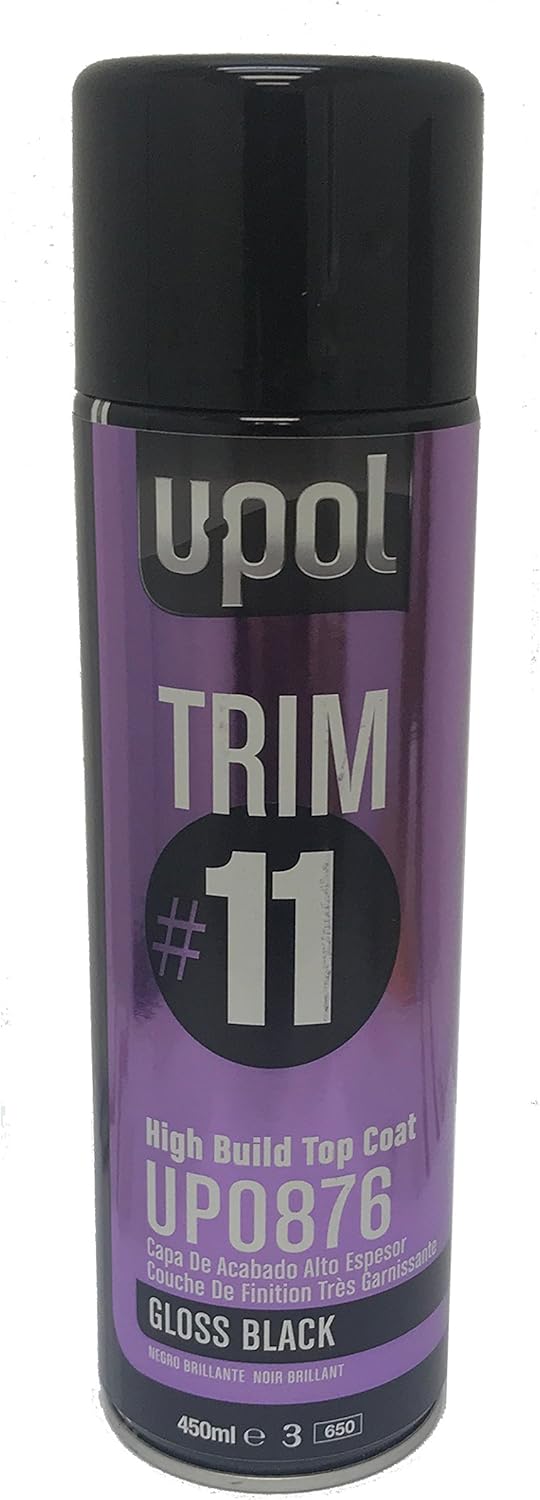 U-Pol TRIM#11 High Build Top Coat Premium Aerosols, 450ml (12oz) (Gloss Black)