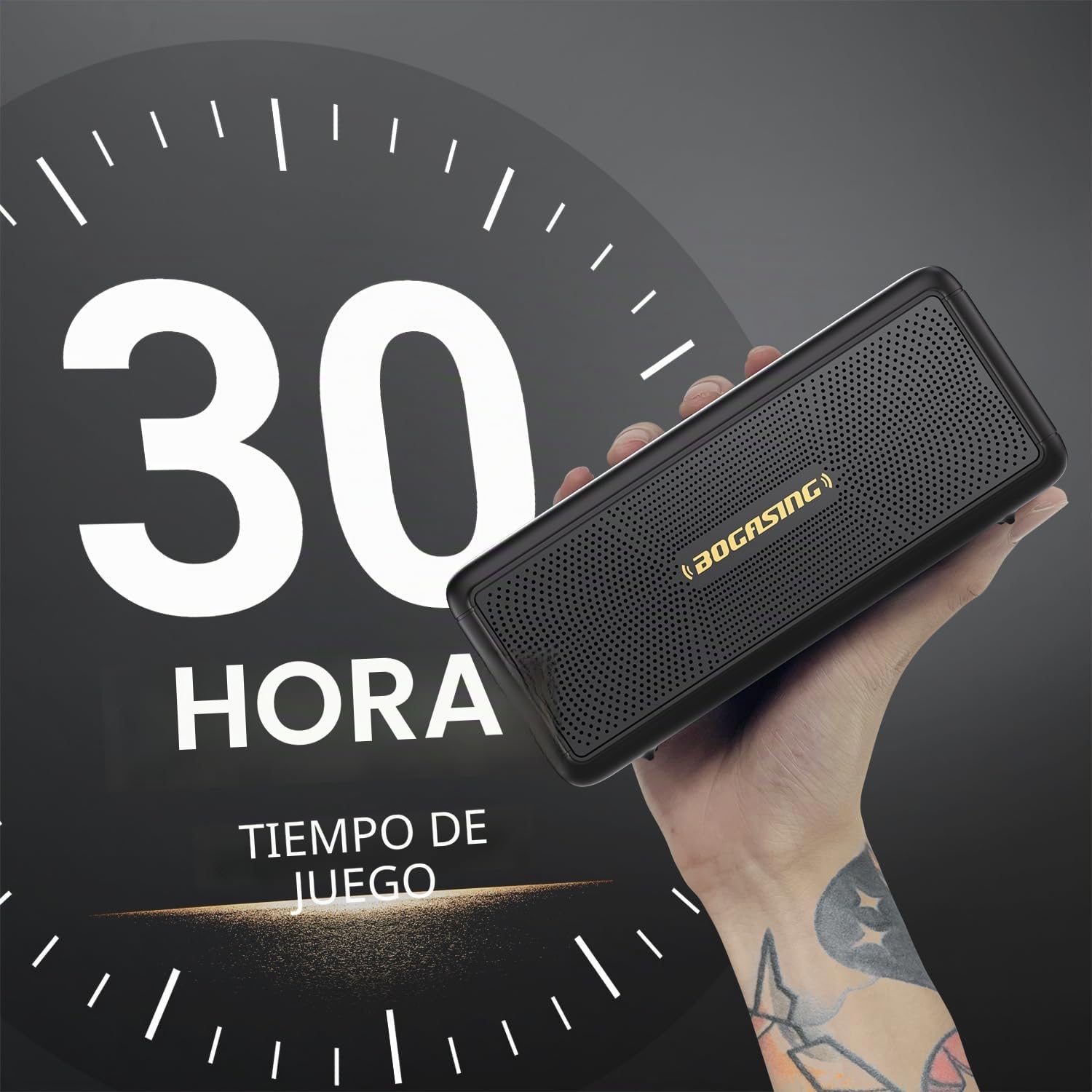 BOGASING Altavoz Bluetooth 5.3 Potente M5, 40W Graves Potentes con Sonido, 30H de Reproducción, IPX7, Altavoces Portátil Inalámbrico, 3 EQ, Tarjeta, AUX, USB para Exterior (Negro)