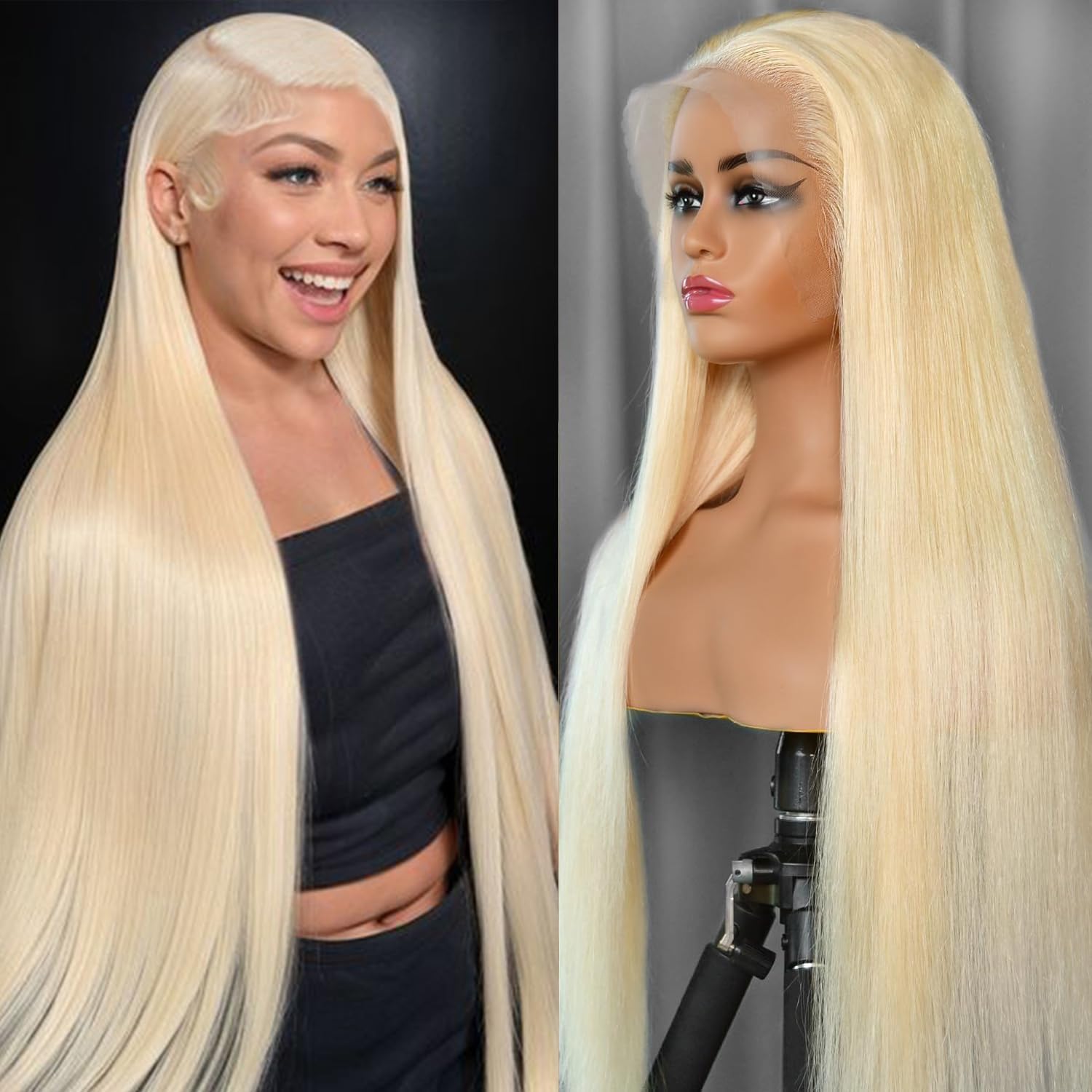 30 Inch 613 13x6 Lace Front Wig Human Hair 200 Density 613 Lace Front Wig Human Hair Straight Blonde Wig Human Hair Blonde Lace Frontal Wigs Pre Plucked (30 Inch, 613 13x6 Straight)