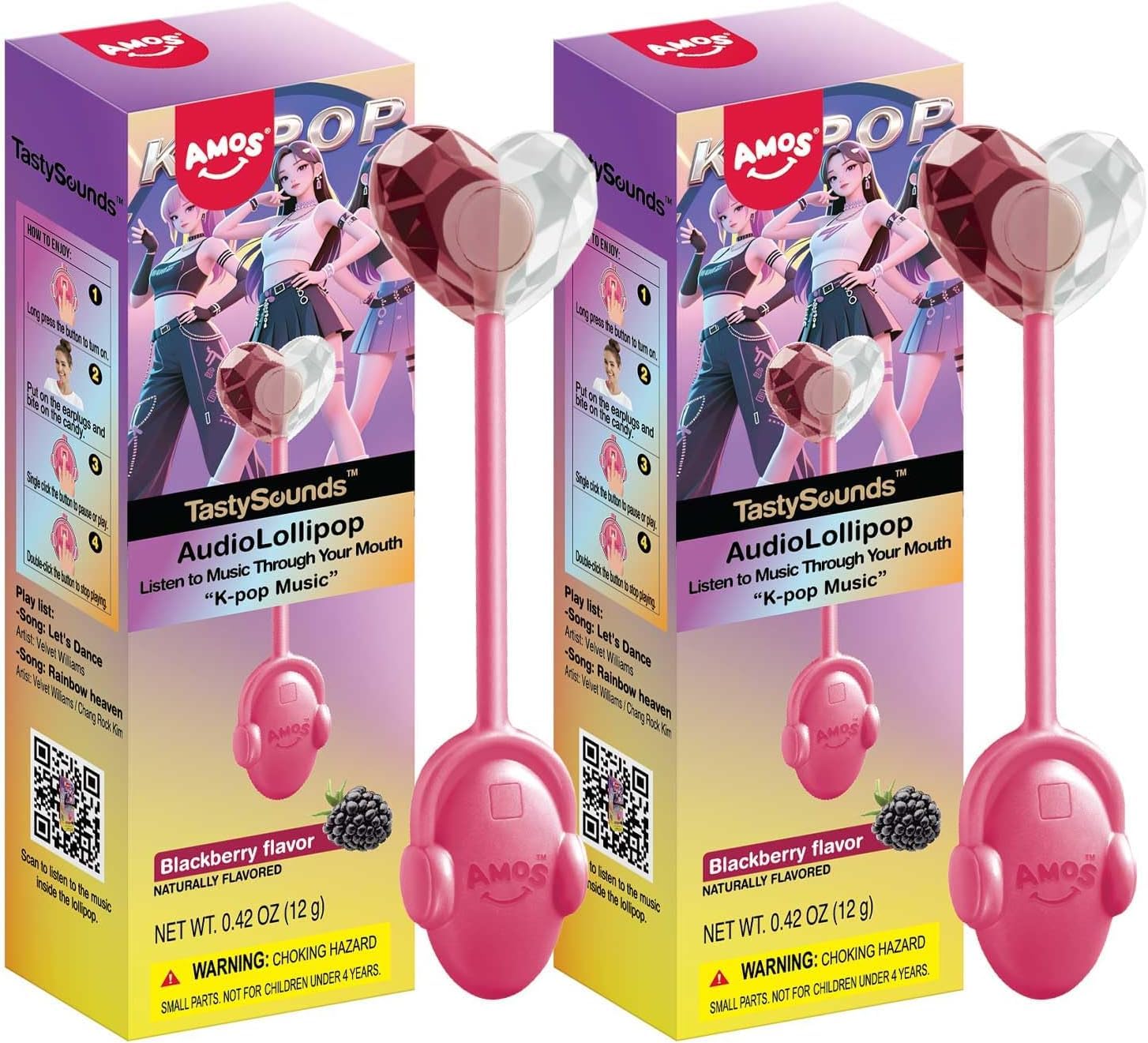 AMOS Lutscher Audio Lollipop Süssigkeiten, 1x Erdbeere Ostern Süßigkeiten Geschenke Musik Lollies Süßigkeitens Bonbons, Einzeln Verpackt Zuckerfrei Lollipops Lutscher Süßigkeiten-1