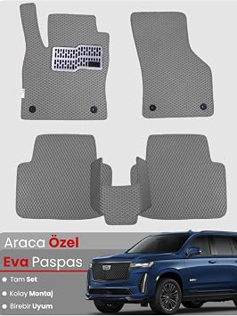 Genel Cadillac Escalade 2021-2024  le Uyumlu EVA Paspas Tam Set Gri, MDLKDEVAPASPASTPKLB110