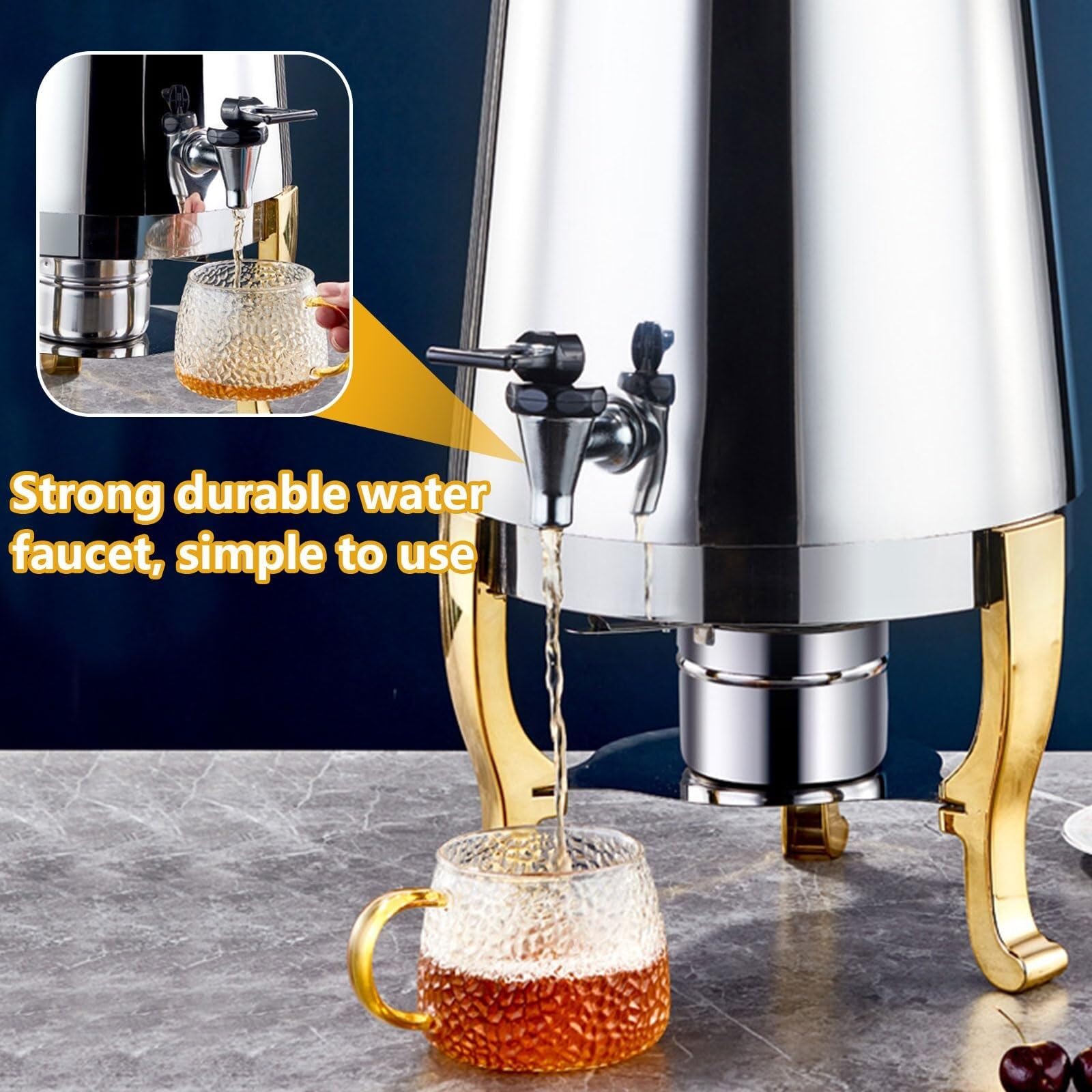 Distributore di bevande calde, 13 l, in acciaio inox, dispenser per caffè, tè, latte, succhi di frutta, ideale per feste ed eventi, finitura argento