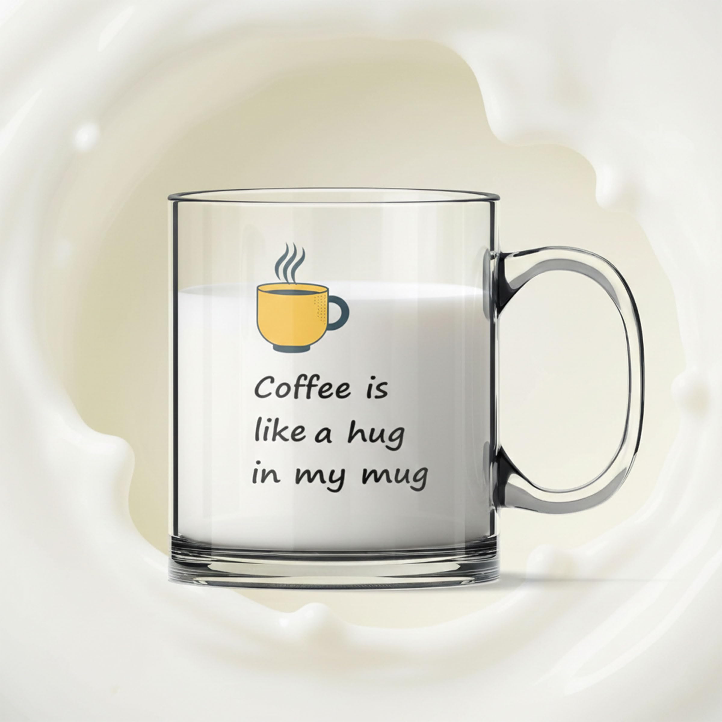 - Coffee is Like a Hug Printed Transparent Glass Coffee Mug| Tea Cup Gift for Friend Bestfriend Family Girlfriend Boys and Girl | Glass Coffee Mug | Single Mug | Pack of 1, 330ml