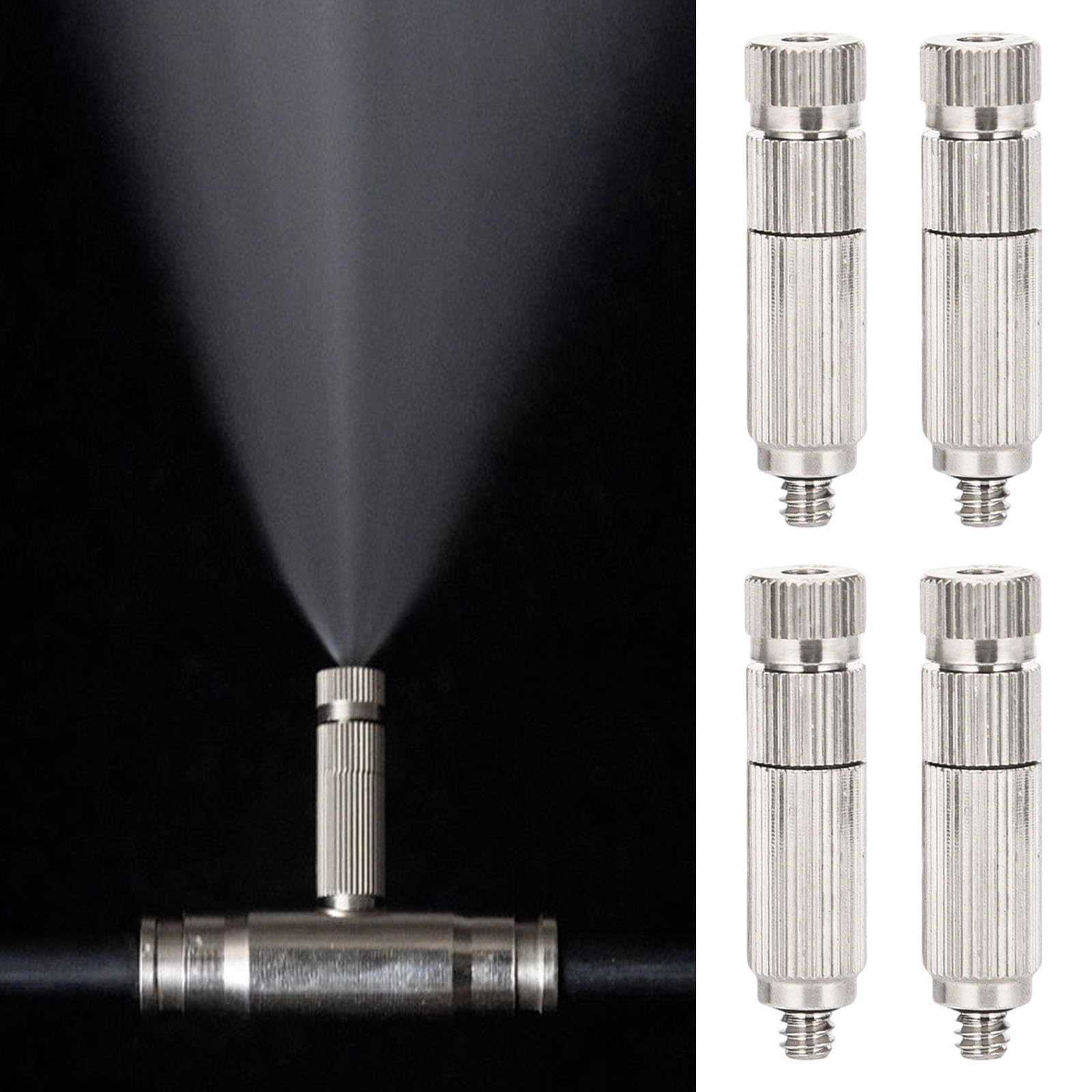 Boquilla atomizadora de aspersor de alta presión de 50 piezas | Boquillas de nebulización latón para refrigeración al aire libre,jardinería(5 sections,Orifice Dia 0.1mm)