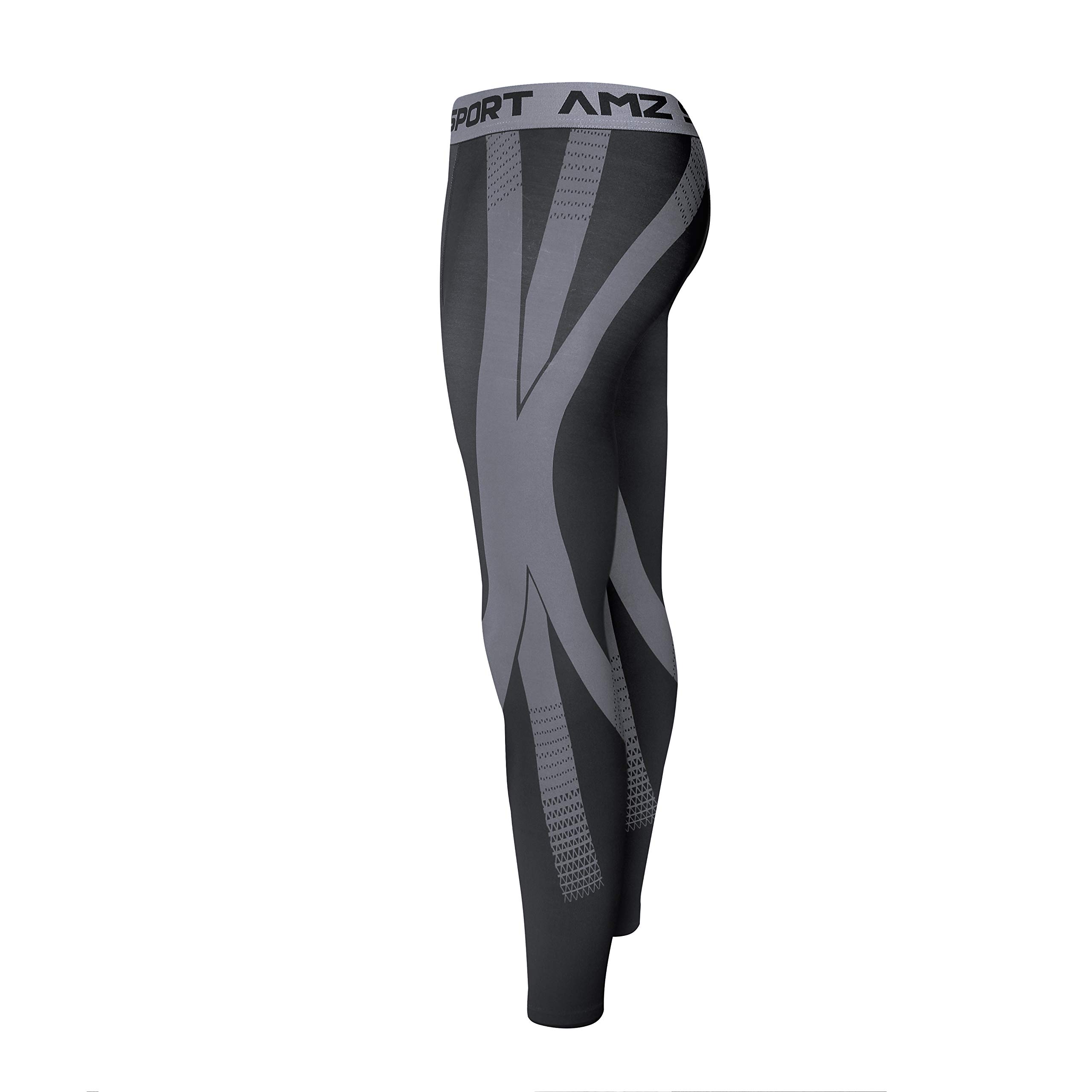 AMZSPORT Pantaloni Sportivi a Compressione da Uomo Leggings da Palestra Calzamaglia ad Asciugatura Rapida