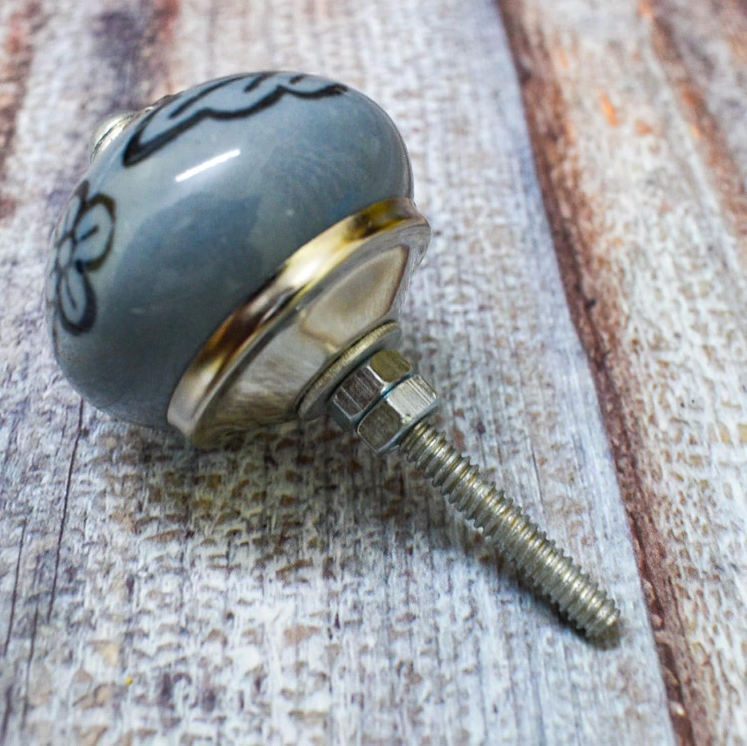 Grey & White Ceramic Knobs Kitchen Cabinet Drawer Knobs Hardware Handmade Knobs Cabinet Knobs Ceramic Door Knobs (20, Grey)