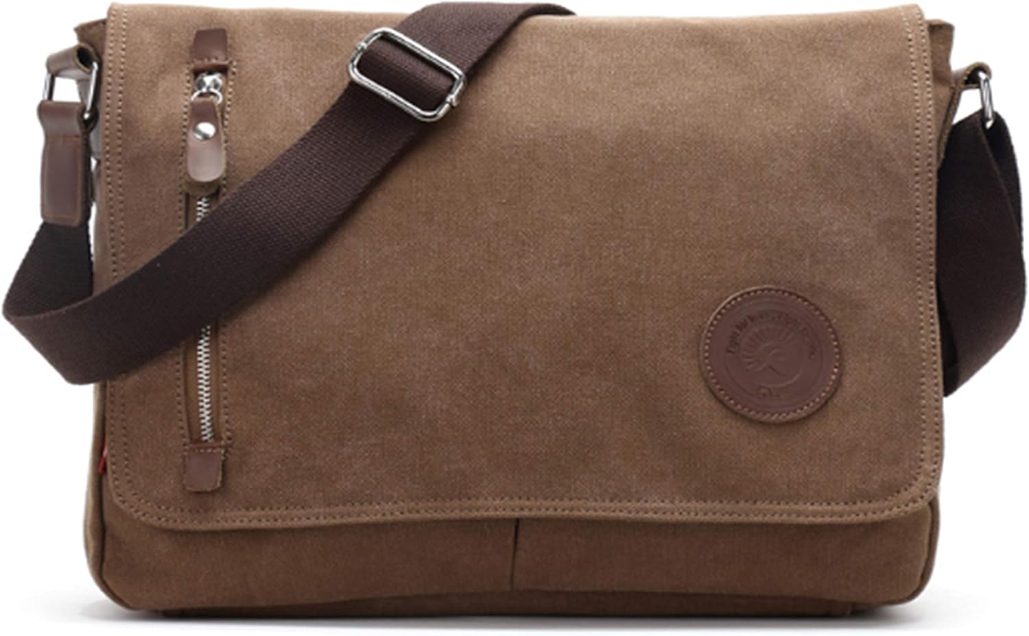 Mens Messenger Bag Waterproof Canvas Leather Bag 14 Inch Vintage Waxed Crossbody Bag