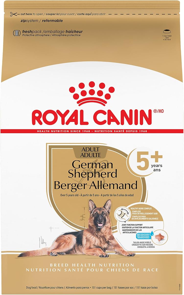 ROYAL CANIN German Shepherd 5+ Adult Dry Dog Food, 28 lb Bag | Kidney Health, Digestive Health, Bone & Joint Support for Adult German Shepherds 5+ Years, Rehydratable Kibble