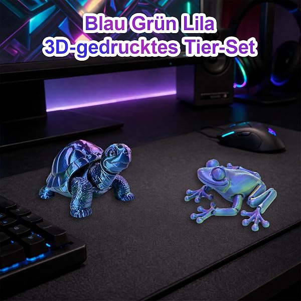 3D Drache, Bewegliche 3D Tiere für Schreibtischdekoration und Sammlung, 7 Stück Set mit Schlange Drache Krokodil Frosch Hai Schildkröte, Ideal als vatertagsgeschenk für papa und Fantasie Dekoration - 5