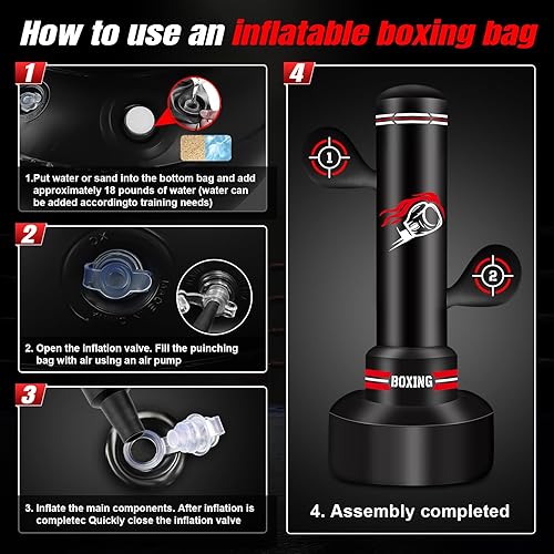 Miniatura 8 de Upgraded Heavy Freestanding Punching Bag for Adults Teens, 70 Standing Punching Bag Kicking Bag Heavy Bag, Women Men Kickboxing Bags for Training