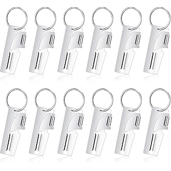 12 Pieces Portable Can Opener Outdoor Camping Can Opener Bottle Opener with 12 Pieces Stainless Steel Key Ring