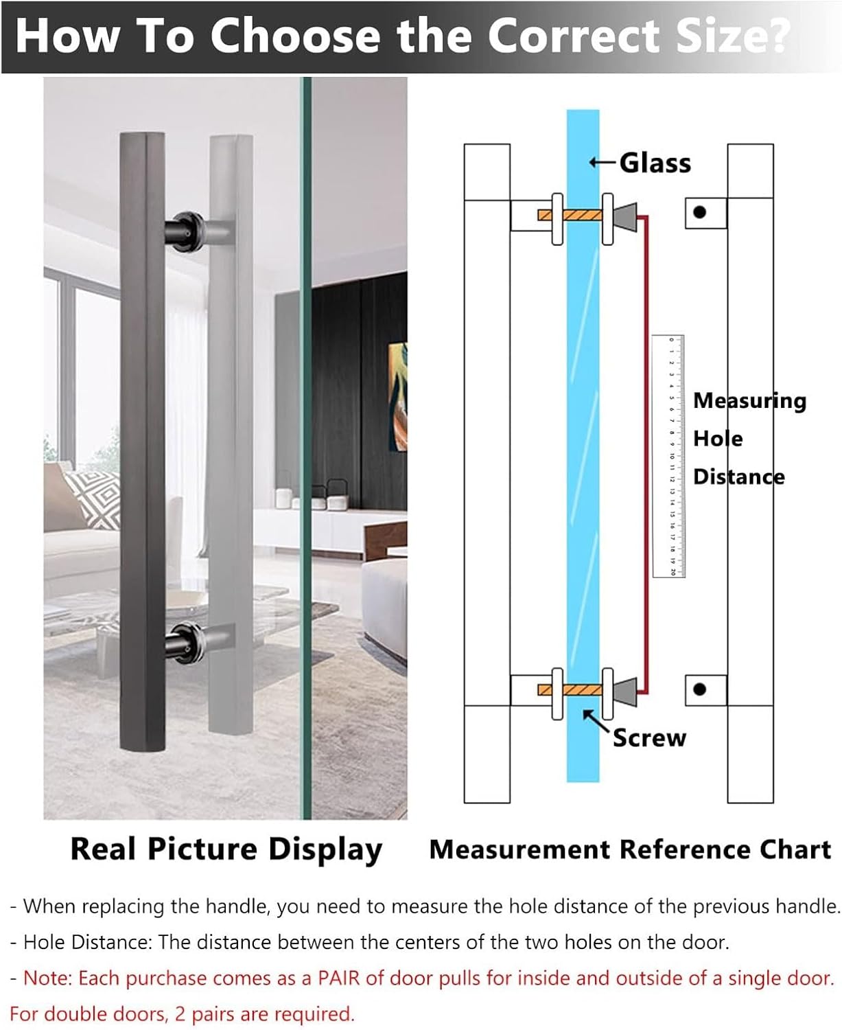 Modern Matte Black Sliding Glass Door Handle Square Shower Kitchen Door Push Pull Gate Bar/Grab for Commercial Residential Use(L50cm/20inch)