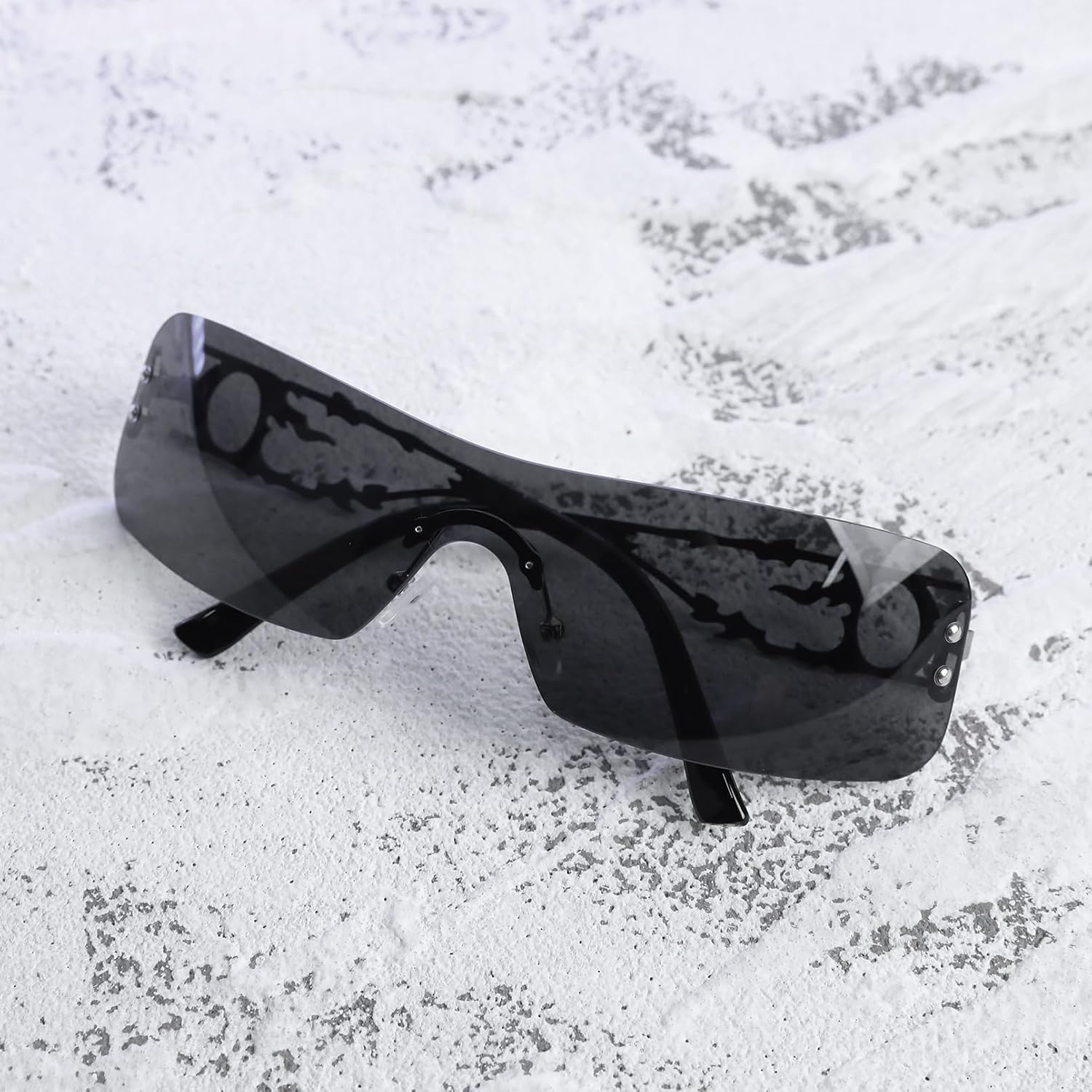 YOGFIT Rimless Y2K Sunglasses for Women Men Fashion Wrap Around Futuristic Cool Sunglasses - Image 5