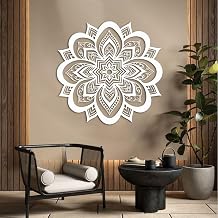 Glethua Mandala Metal Wall Art, Zen Metal Wall Decor, Mandala Wall Art, Wall Decor for Living Room, Bedroom white, 19"x18" / 47x46cm