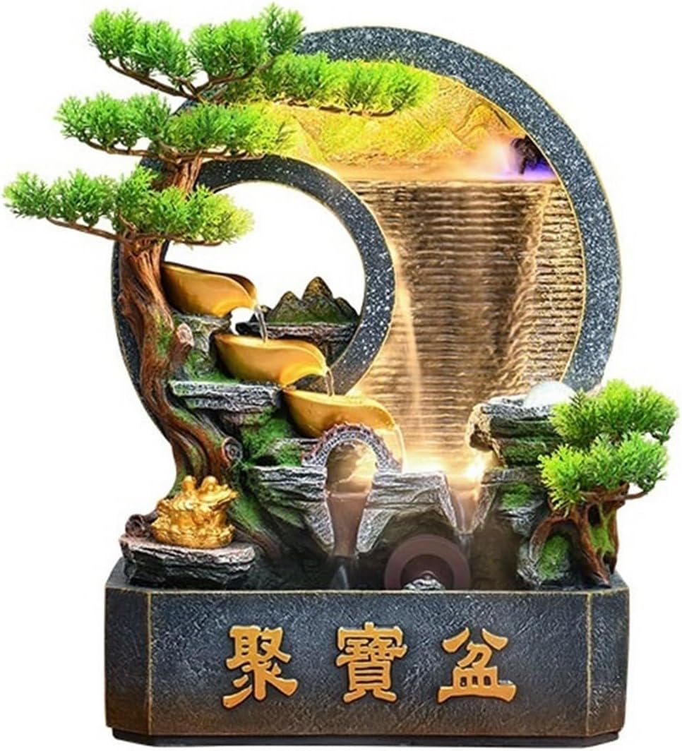 Tabletop Fountain Chinese Rockery Curtain Wall Water Ornaments Tabletop Fountain for Home Office Decoration Desktop Fountains