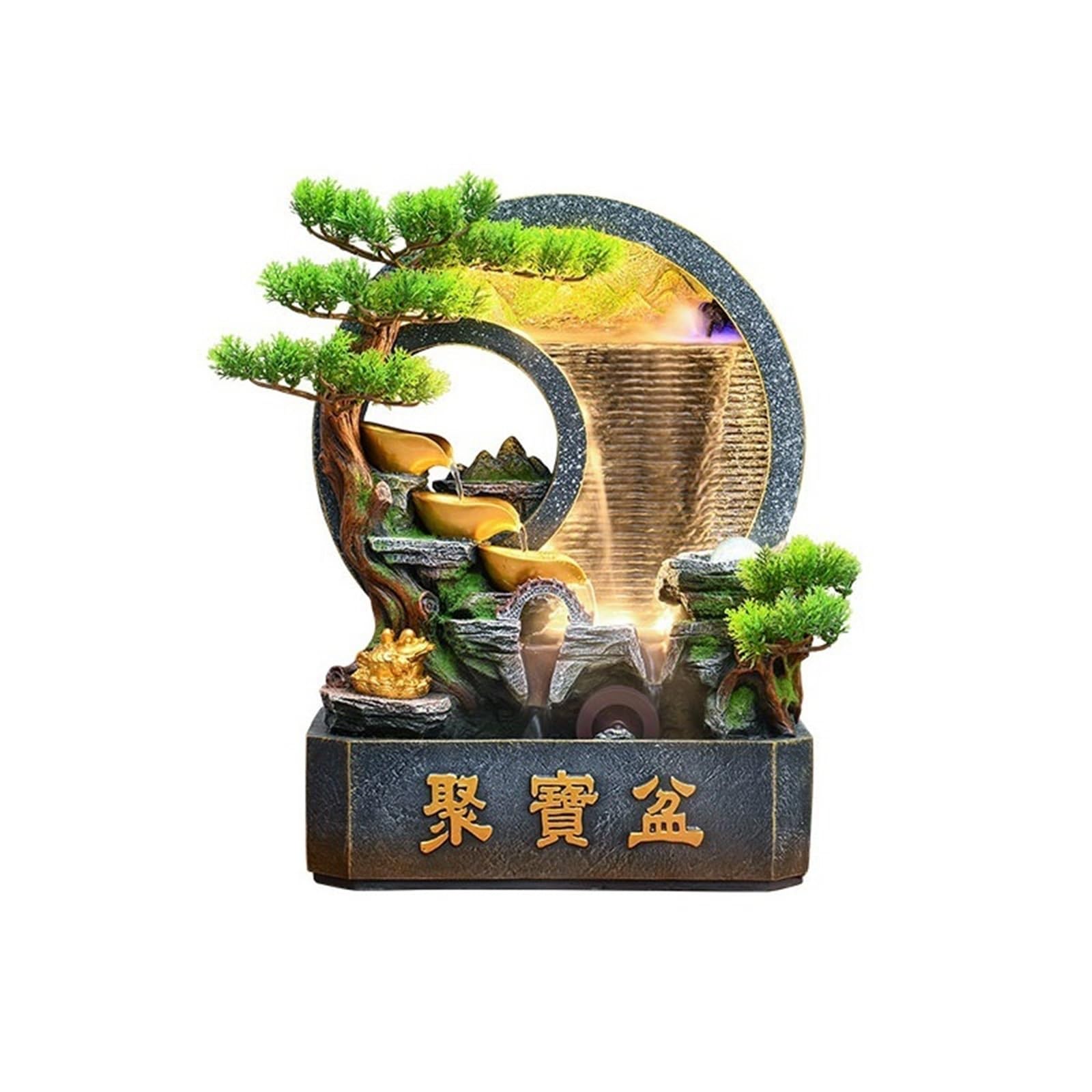 Water Feature Chinese Rockery Curtain Wall Water Ornaments Tabletop Fountain for Home Office Decoration Indoor Fountains