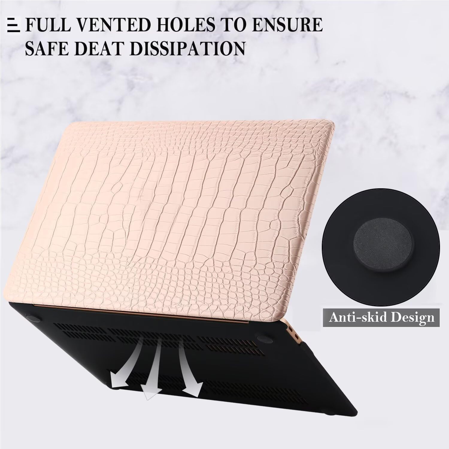Compatible with MacBook Air 15 inch Case 2026-2023 Release M5 M4 M3 M2 Chip (Model A3448 A3241 A3114 A2941), Classic PU Leather Hard Case with Keyboard Cover & Screen Protector, Pink