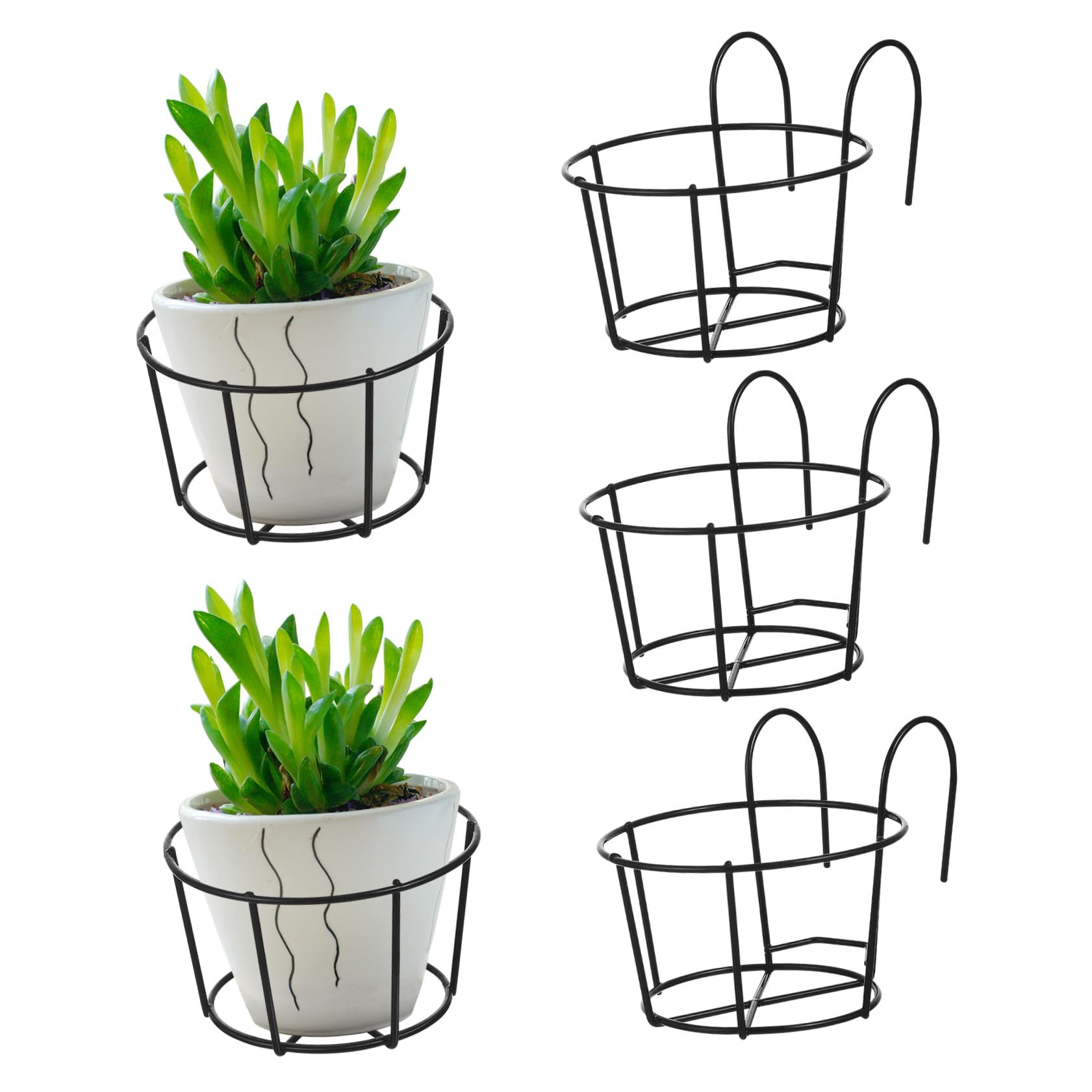 Soporte para macetas de hierro anticaída para balcón, estante colgante de seguridad para plantas