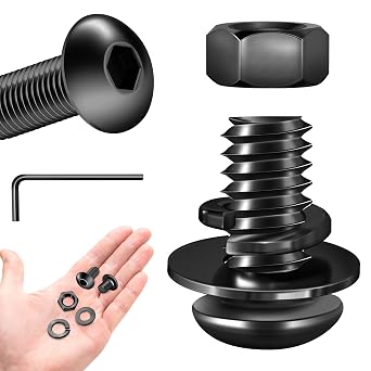 1/4-20 x 1/2" Stainless Steel Socket Cap Bolts 80 Pieces - Black Oxide Finish, Ideal for Household, Machinery, Marine & More