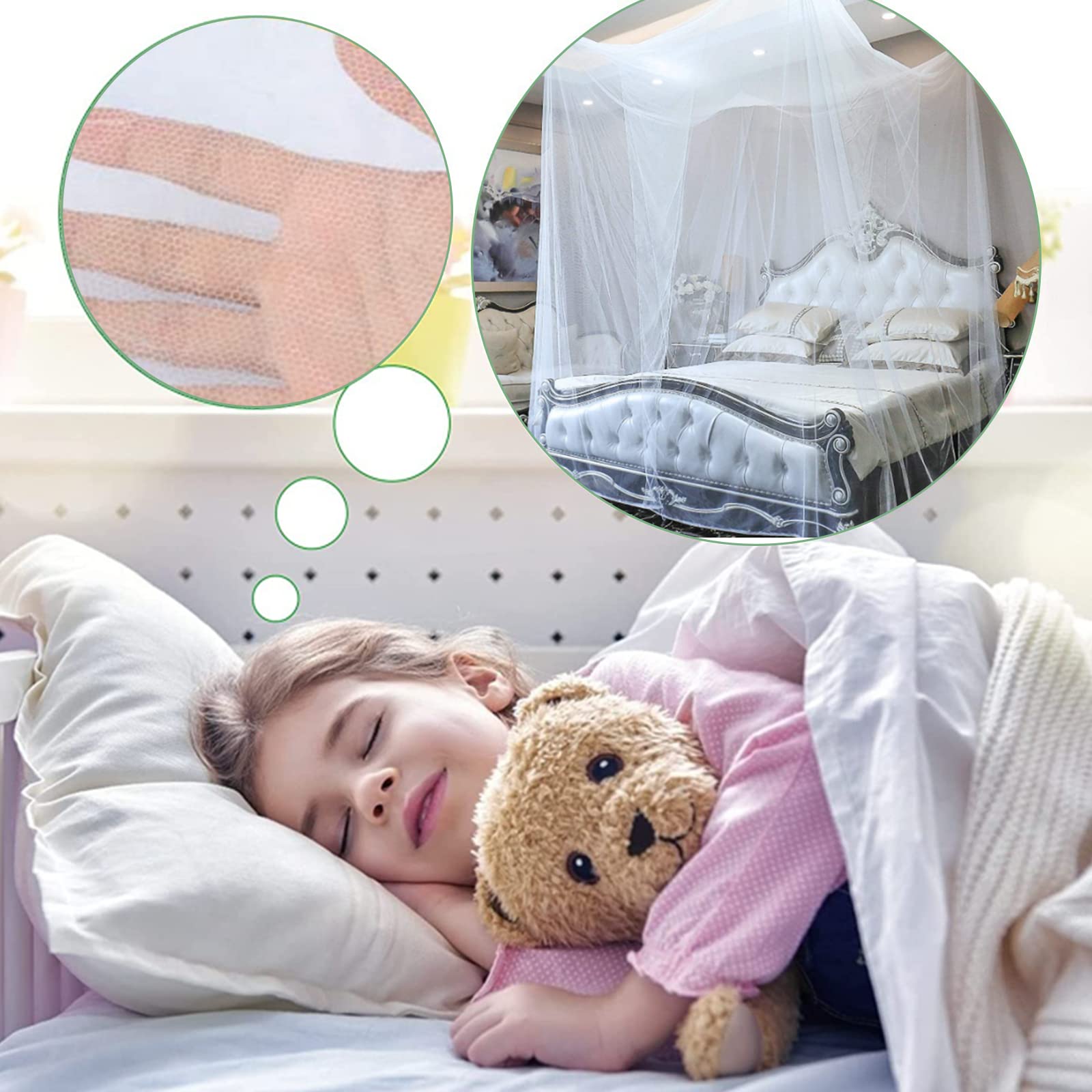 Zanzariera Letto Matrimoniale 220x210x200cm - Baldacchino Quadrato Con Zanzariera Integrata - Foto 6