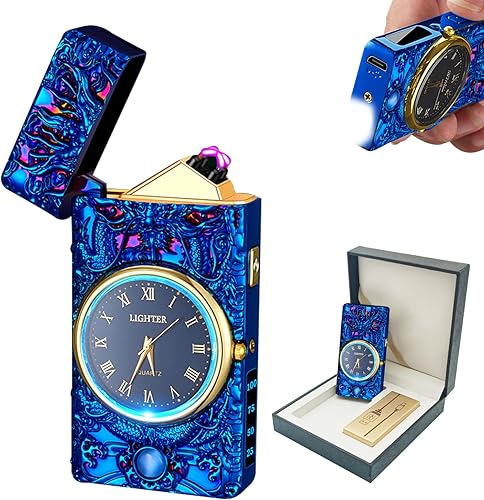 BABOBIU Encendedor eléctrico USB recargable con delfín, resistente al viento, sin llama, con doble arco de plasma para velas, incienso, fuegos