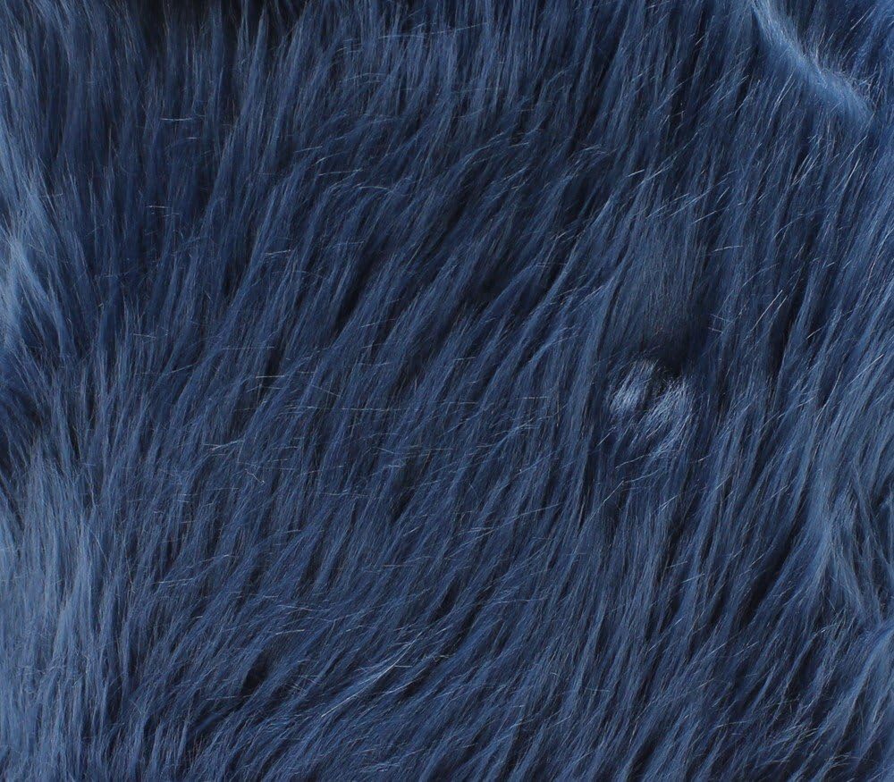 Faux Fur Fabric Long Pile Shaggy Navy / 60" Wide/Sold by The Yard