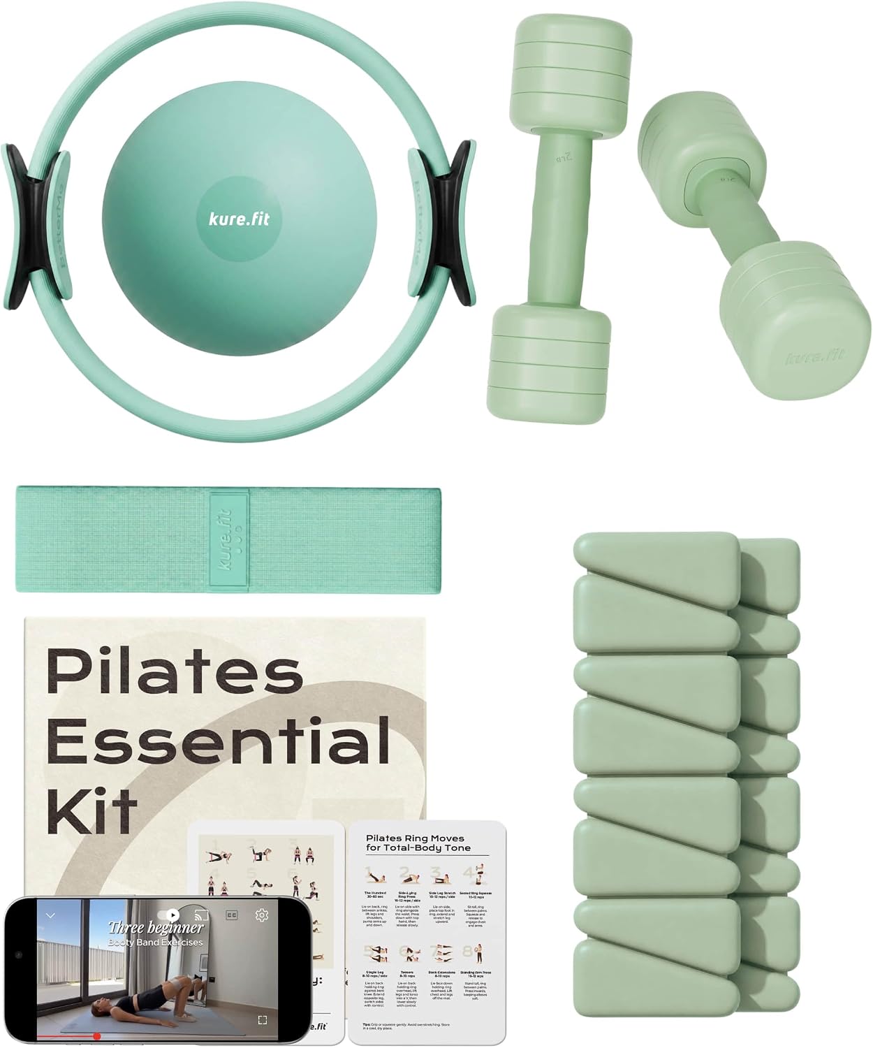 Sage Pilates Kit 1lb Weighted Bangles 2to5lb Dumbbell Bundle