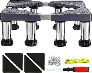 PATIKIL Mini Fridge Stand, 8 Strong Feet Laundry Stand Base Multi-Functional Adjustable Base Tray Anti-Vibration for Refrigerator Washing Machine Dryer AC, 5.5"-6.7" Height