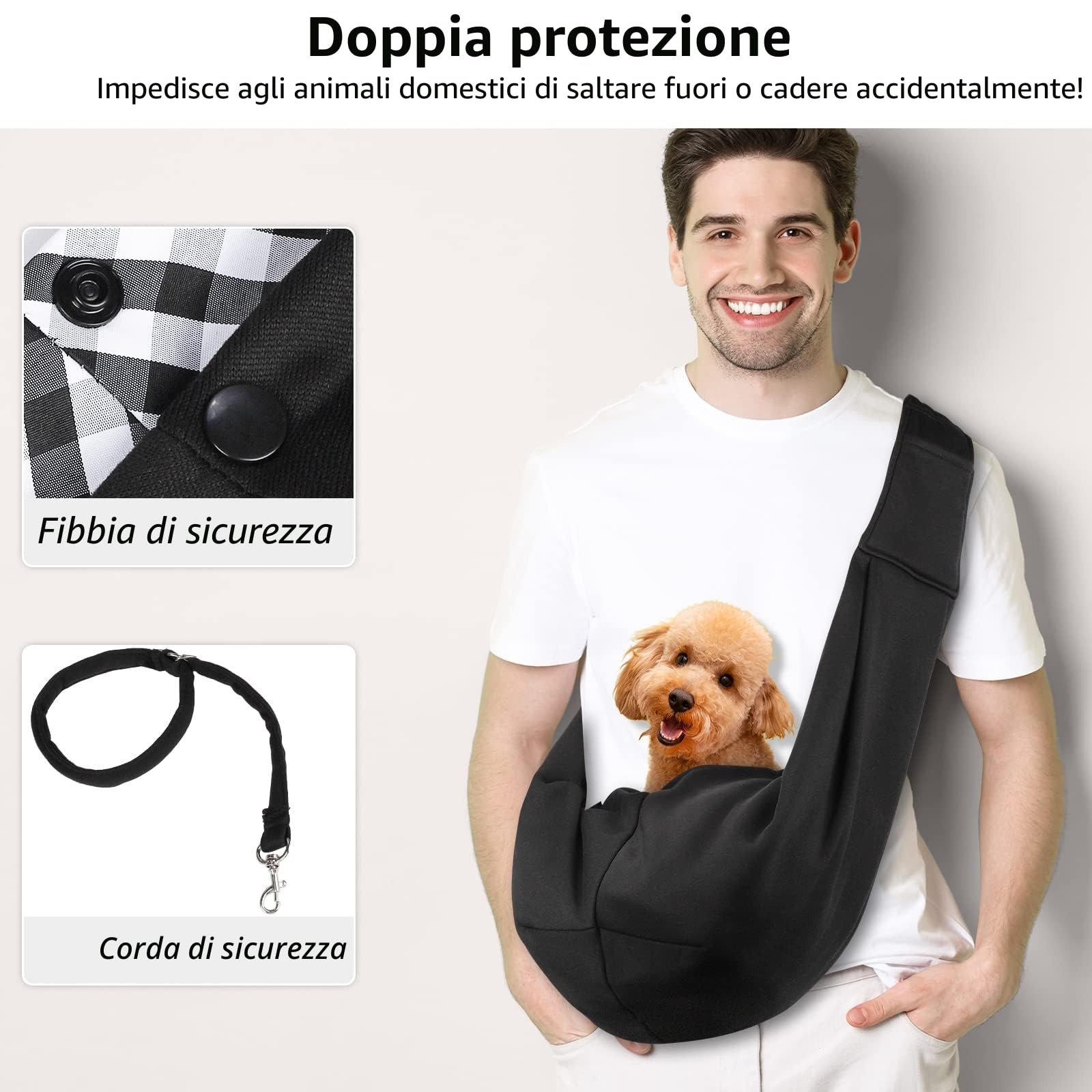 Borsa da Viaggio per Cani Trasportino da Passeggio Ideale per Cani Piccola Borsa Trasportino per Cani Gatti Tracolla Regolabile Borsa a Tracolla per Animali Domestici