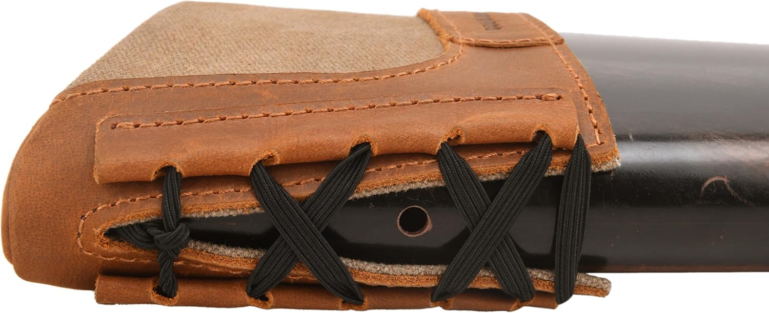 WAYNE'S DOG Slip On Recoil Pad for Shotgun Rifle, Cavans Leather Gun Buttstock Extension Black/Brown