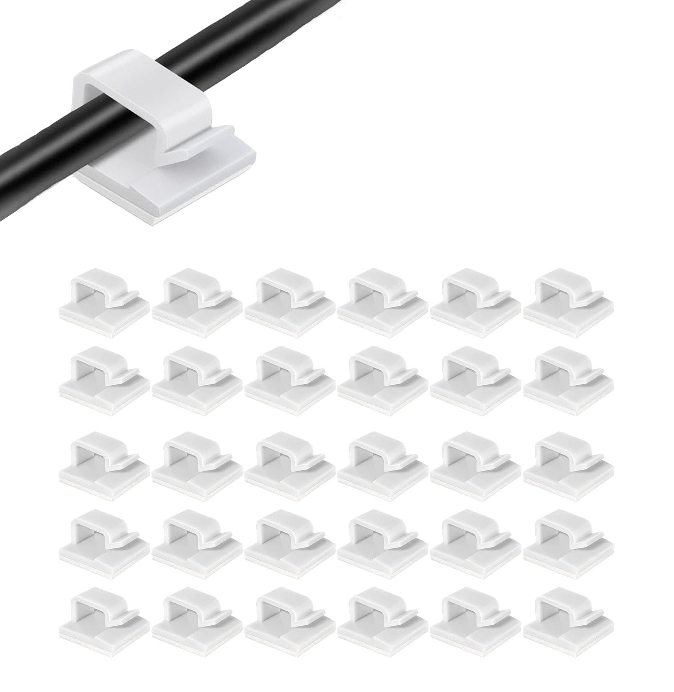 Neyiem ケーブルクリップ ケーブルスタンド テーブル収納 車用 配線 電線クリップ 配線隠し コードフック 強力な両面テープ (ホワイト(30個))
