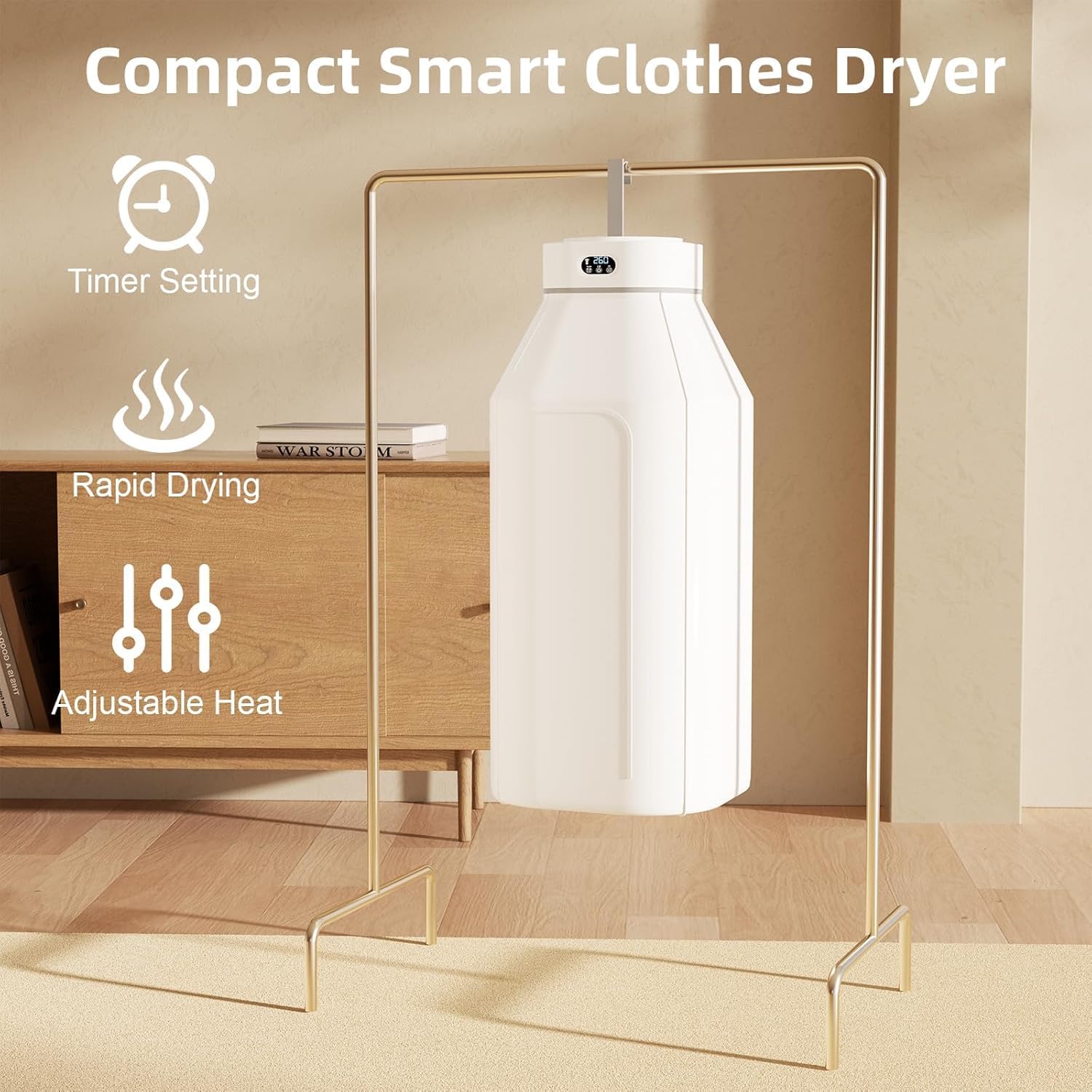 Portable Clothes Dryer, Compact & Foldable Electric Drying Machine for Home, Travel & RV, with Remote Control and Carry Bag