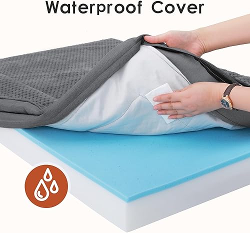 Miniatura 6 de Cama ortopédica para perros de tamaño mediano, 35 x 23 x 6 pulgadas, cama de espuma viscoelástica para perros medianos, funda extraíble lavable,