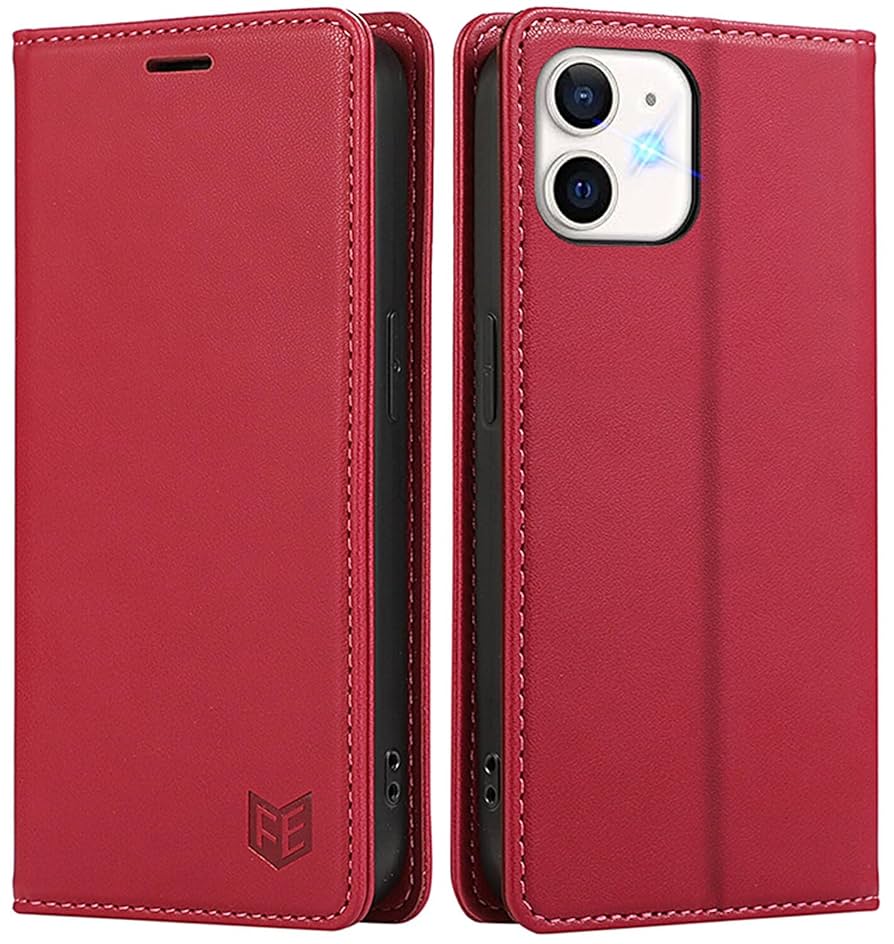 iPhone 12 / 12Pro 対応 ケース カバー 手帳型 赤 レッド