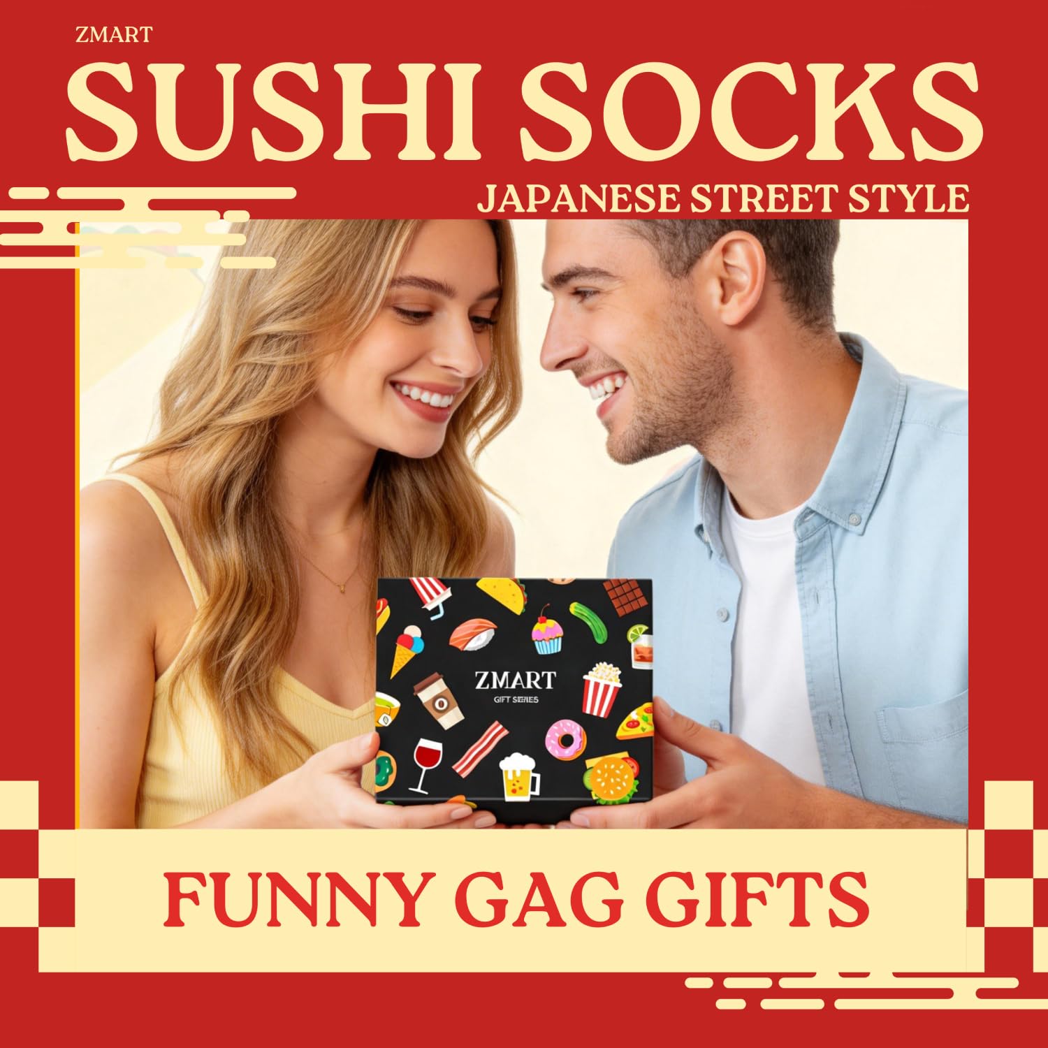 Zmart if You Can Read This - Popcorn Pickle Bacon Avocado Sushi Pizza Socks Gifts for Men