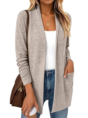 LILLUSORY Cardigan Sweaters for Women Lightweight Open Front Cardigans Casual Loose 2025 Fall Sweater with Pockets