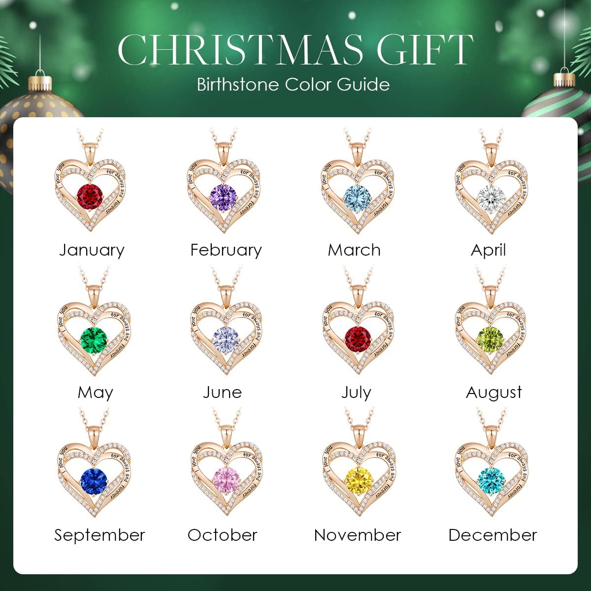 CDE Valentine's Day Gift Forever Love Heart Necklaces for Women, Wedding Anniversary, Birthday Mothers Christmas Day Gifts for Mom, Mother, Wife, S925 Silver Jewelry with Birthstone Pendant - Image 6