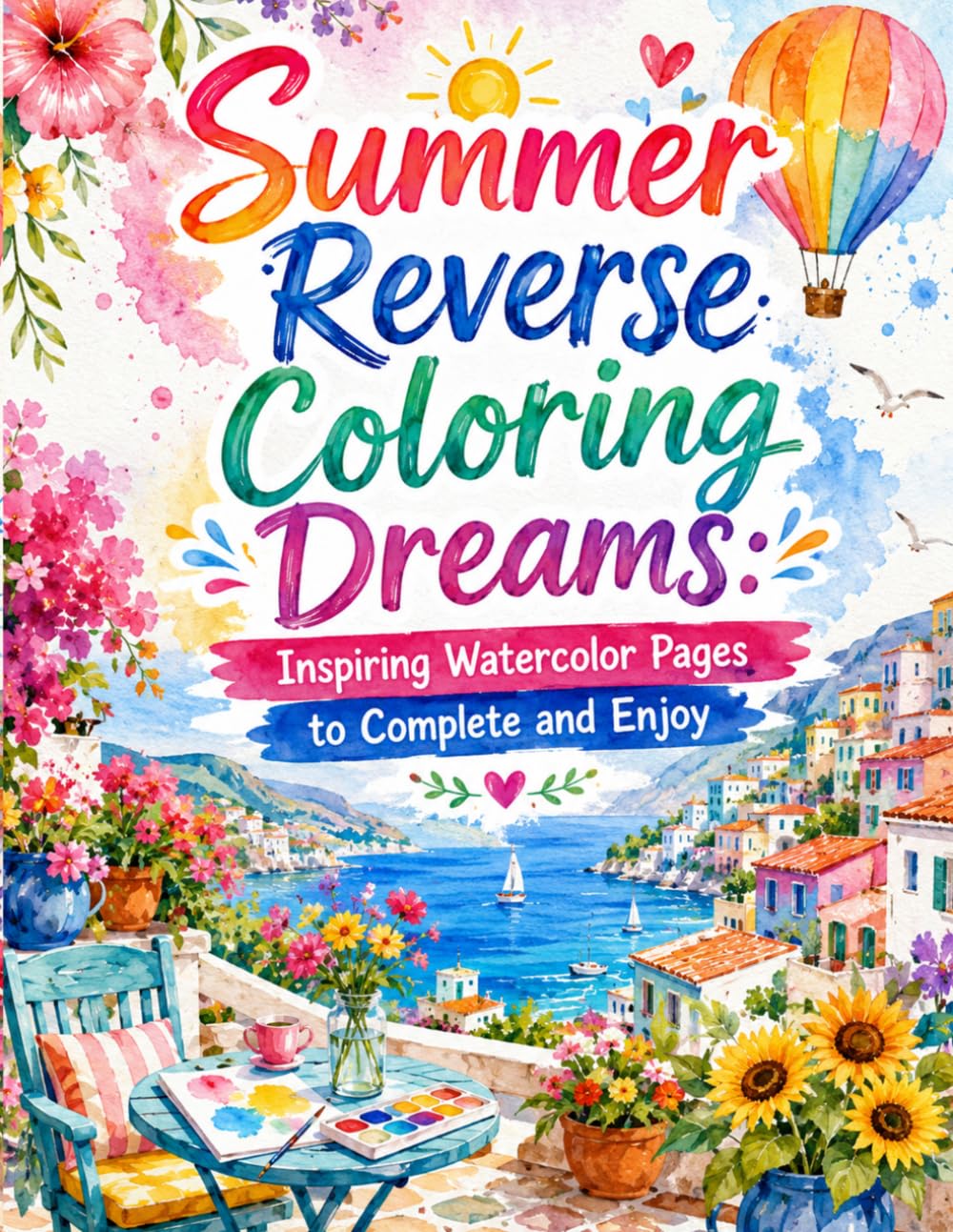 Summer Reverse Coloring Dreams: Inspiring Watercolor Pages to Complete and Enjoy: The Colors Are Here, The Art Is Yours