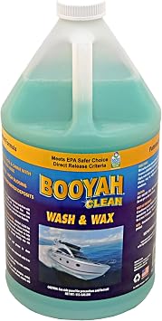 Booyah Clean Boat Wash & Wax Concentrated Boat Wash Fortified with Carnauba Wax, Reduces Salt and Hard Water Deposits Meets EPA Safer Choice Direct Release Criteria