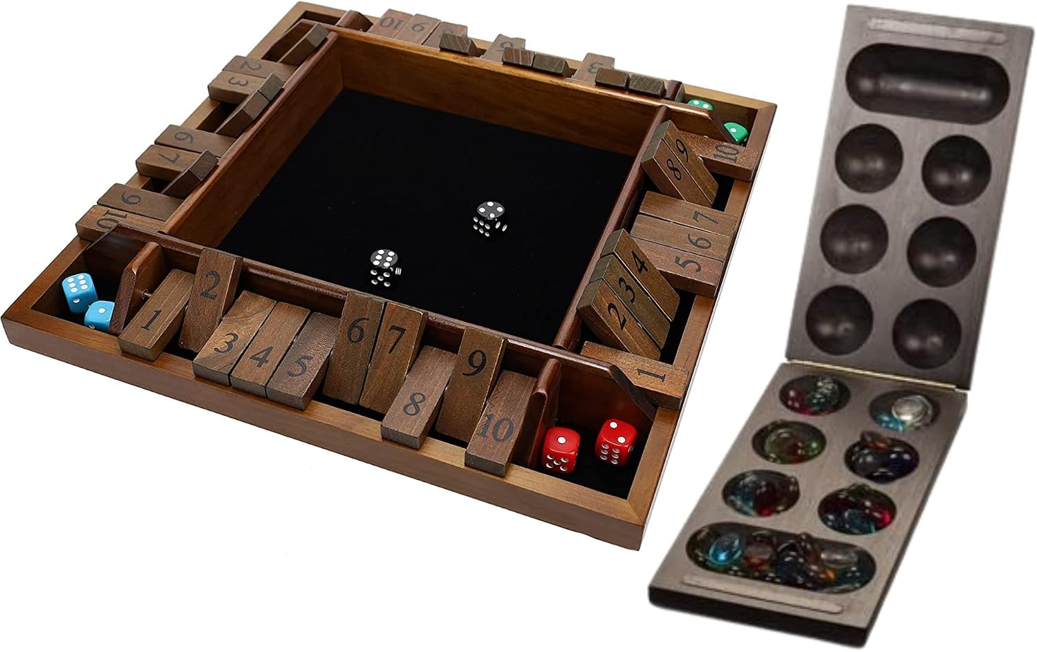 WE Games Shut The Box and Foldable Wood Mancala Bundle