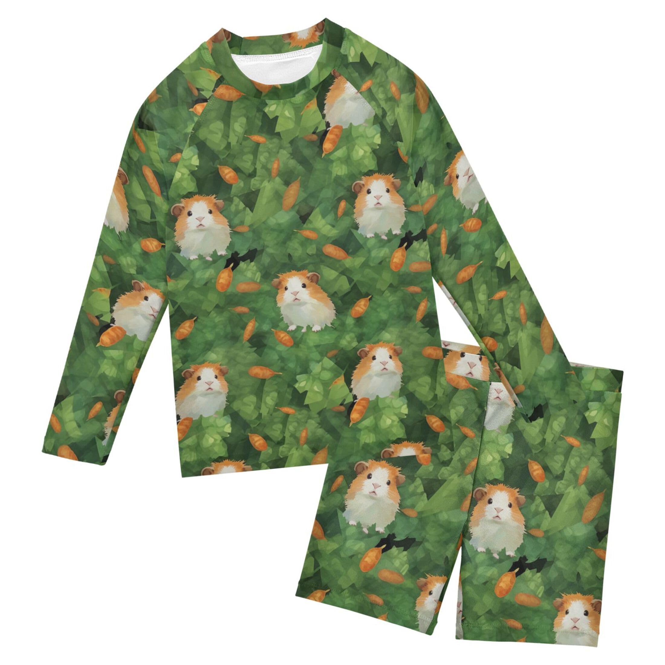 Hamster Animal Cute Baby Boys' Toddler Long Sleeved Rashguard Swim Bathing Suit Set B0402391
