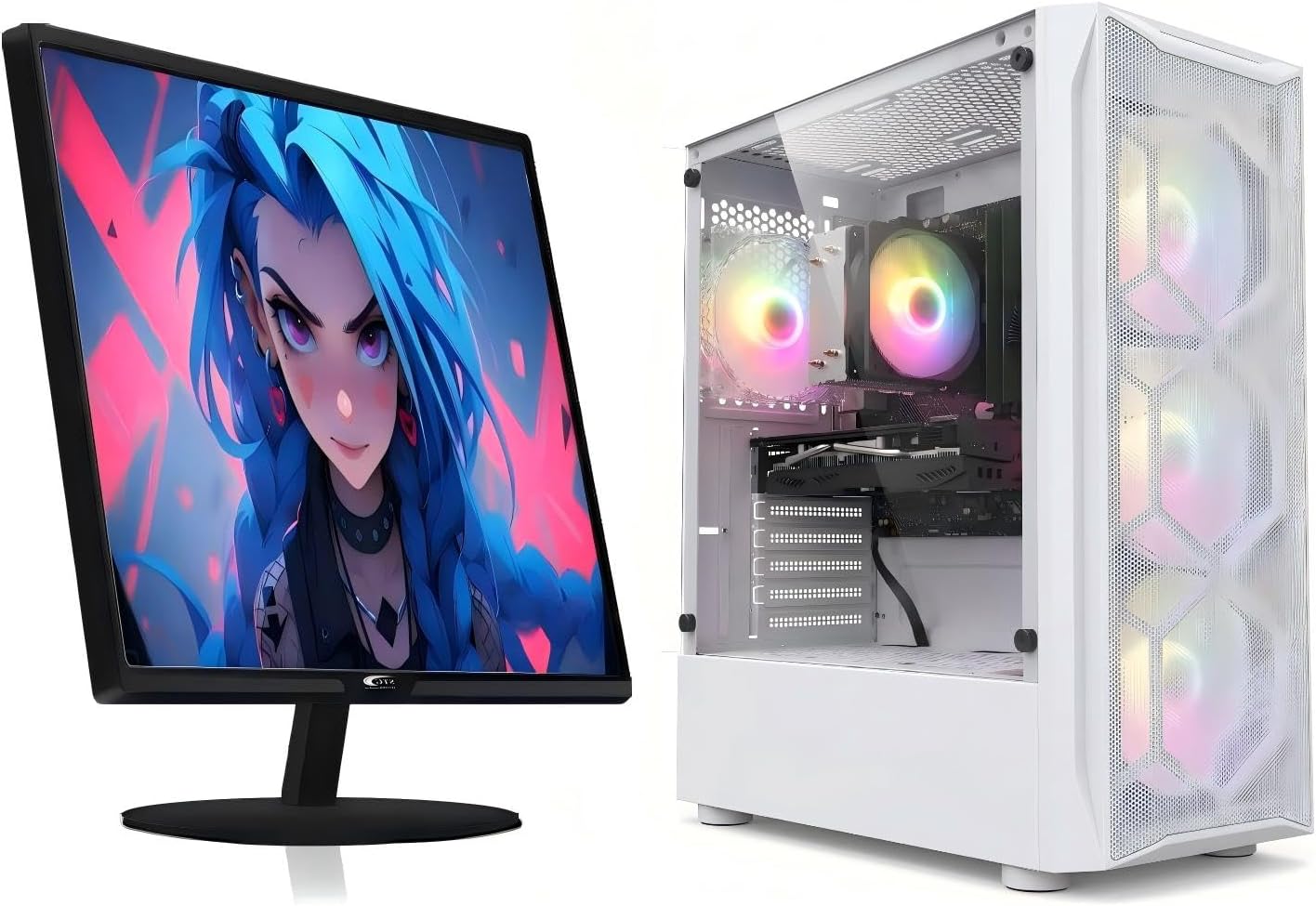 STGAubron Gaming PC Bundle with 24'' FHD Monitor-Core i7, RTX 2060 6G, 32G RAM, 2T SSD, Win 11 Home