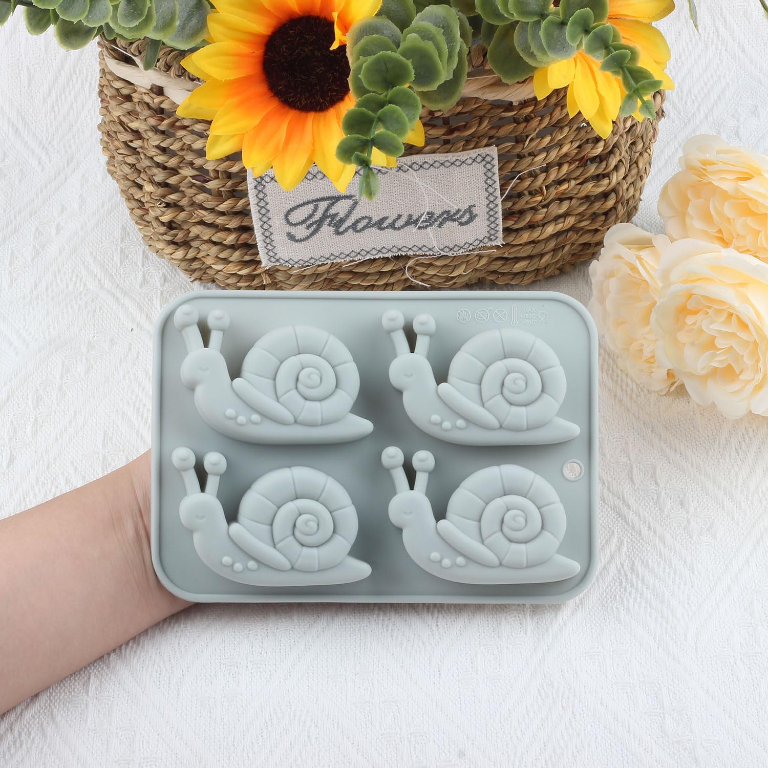 4 Cavity Snail Silicone Candy Molds For Candy Chocolate Baking Cake Decoration
