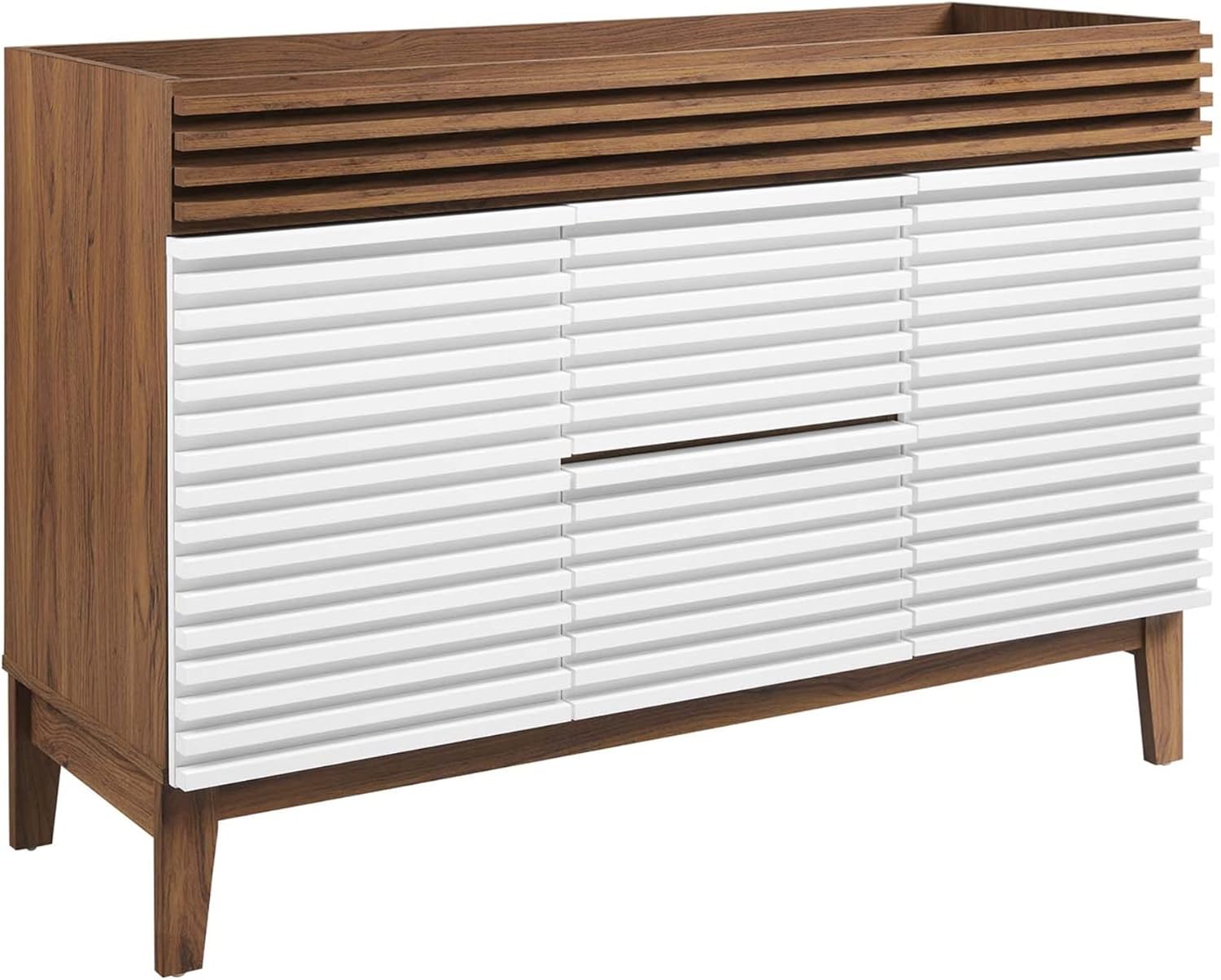 Modway Render 47" MDF and Particleboard Bathroom Vanity Cabinet in White/Walnut