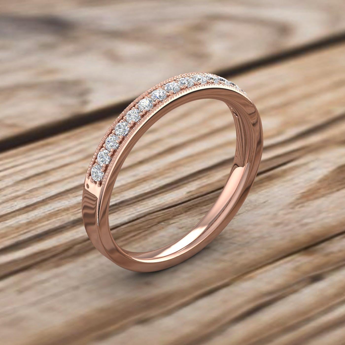 FINEROCK 1/5 Carat Diamond Vintage Wedding Band Ring in 10K Gold