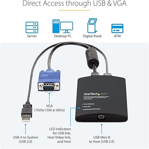 Miniatura 3 de StarTech.com Adaptador de carro de choque portátil para laptop, consola KVM USB/VGA y kit adaptador HDMI a VGA