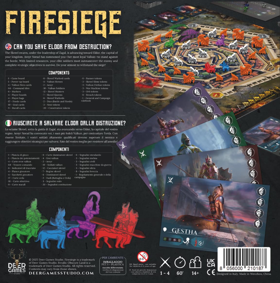 Firesiege - Gioco da Tavolo Cooperativo Tower Defense | 1–4 Giocatori | 60–90 min | Età 14+ | Indipendente dalla lingua | Regolamento Italiano/Inglese