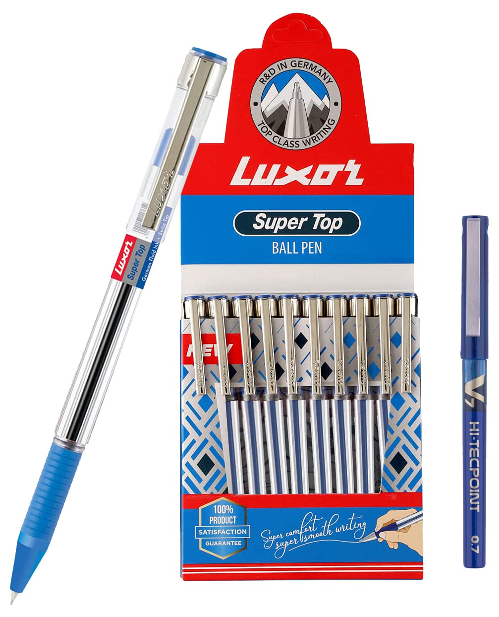 Pilot V7 Liquid Ink Roller Ball Pen Blue Body, Blue Ink (Pack of 3