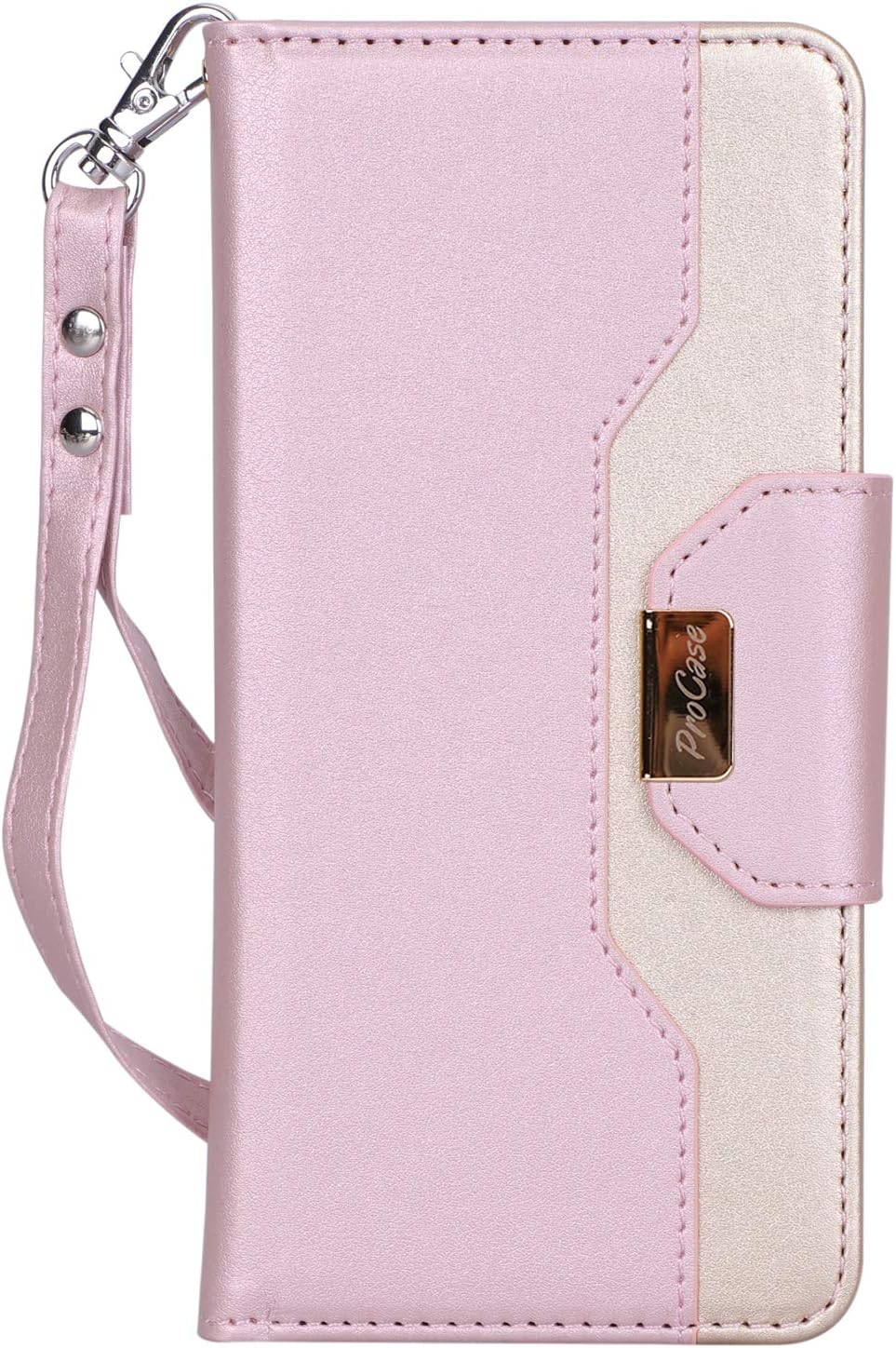 ProCase Galaxy S10 Plus Wallet Case, Flip Fold Kickstand Case with Card Holders Mirror, Folding Stand Protective Book Case Cover for 6.4 Inch Galaxy S10+ (2019 Release) – Pink
