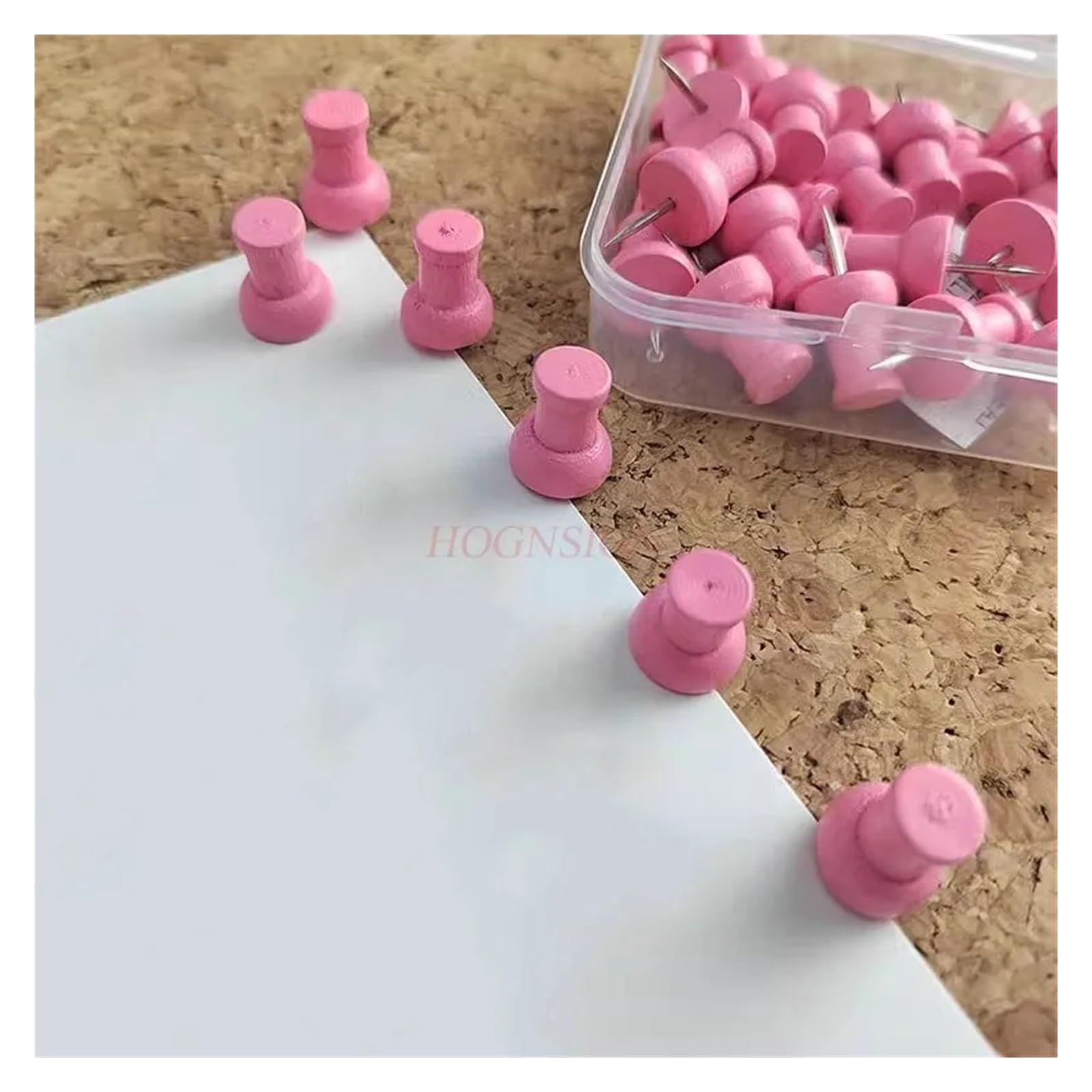 Chinchetas para colgar en la pared, 120 unidades, color rosa, en forma de I, color macarrón, madera maciza, tablero de anuncios de uñas